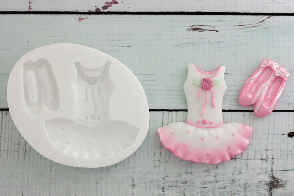 Ballet Tutu & Ballet Shoes Silicone cake cupcake Mould - Ellam Sugarcraft Moulds For Fondant Or Chocolate