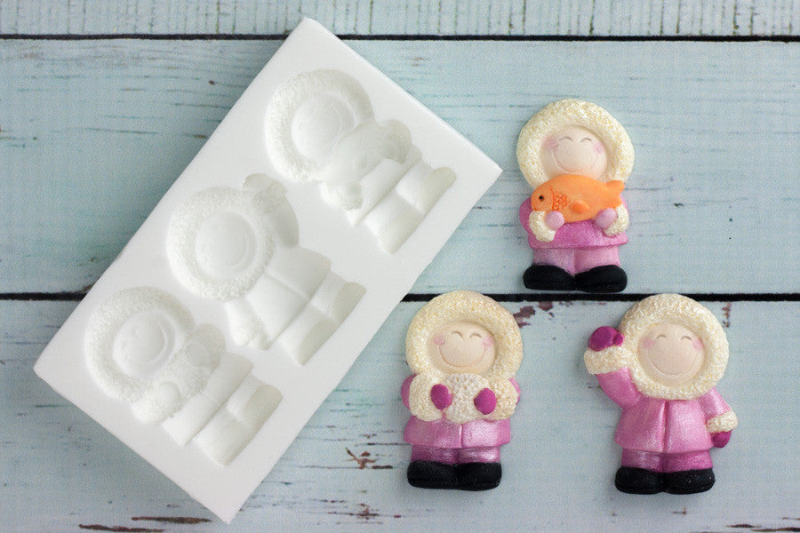 Winter Eskimos, Christmas, Silicone Mould - Ellam Sugarcraft Moulds For Fondant Or Chocolate