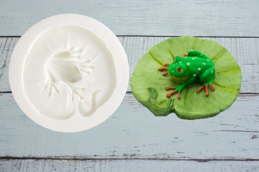 3d Frog on a Lilypad Silicone Mould - Ellam Sugarcraft Moulds For Fondant Or Chocolate