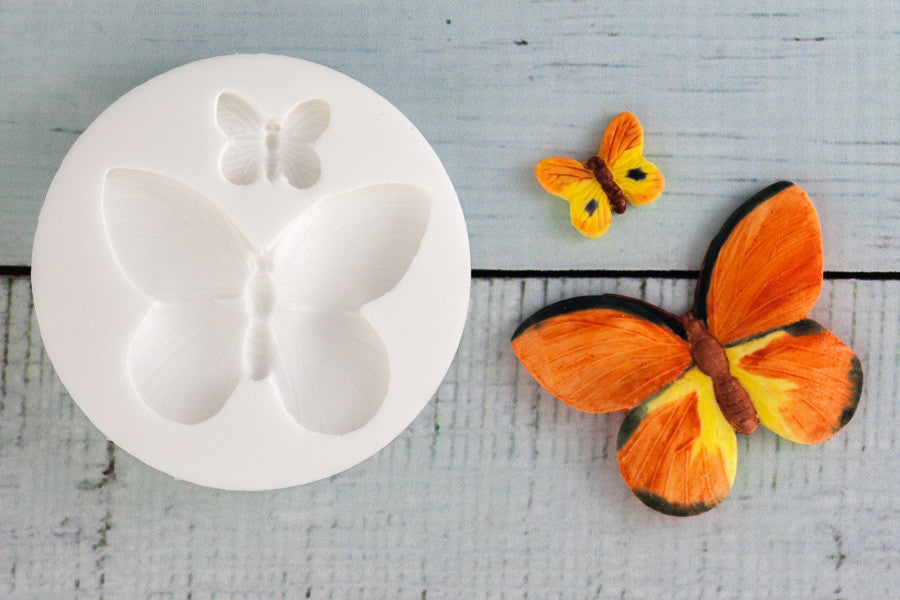 2 Butterflies, Large Butterfly 50mm, small 15mm Silicone cupcake cake Mould - Ellam Sugarcraft Moulds For Fondant Or Chocolate