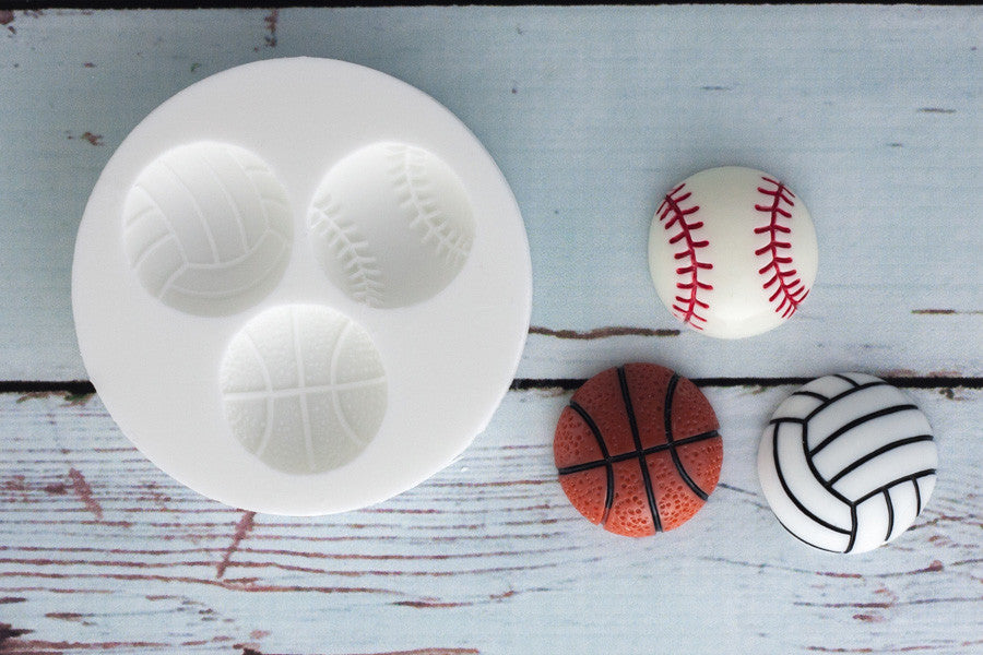 Soccer ball mold- Baseball, Basketball Silicone Mould - Ellam Sugarcraft cupcake cake craft Moulds For Fondant Or Chocolate
