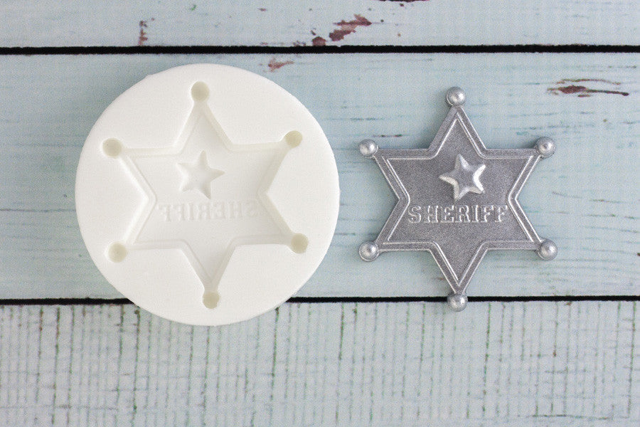 Sheriff Badge Mould - cowboy mold - Ellam Sugarcraft cupcake cake craft Moulds For Fondant Or Chocolate