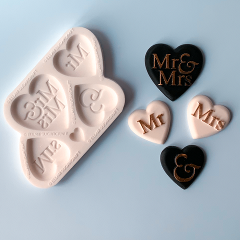 Mr & Mrs Wedding Hearts Food Safe Silicone Mould