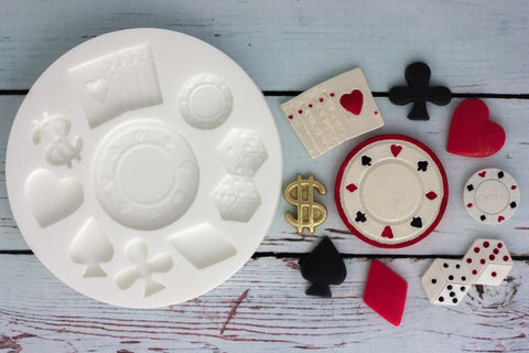 Casino Poker Chips, Vegas, Card Suits Silicone cupcake cake craft Mould - Ellam Sugarcraft Moulds For Fondant Or Chocolate clay or resin