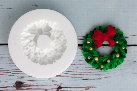 Christmas Wreath with Bow Silicone Mould - Ellam Sugarcraft cupcake cake craft Moulds For Fondant Or Chocolate