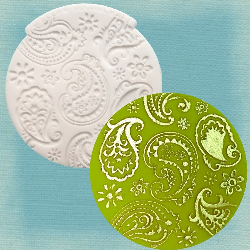 Henna Paisley cupcake embossing mat silicone fondant, clay