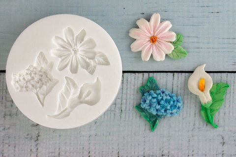 Summer Flowers Hydrangea, Lily Silicone Mould - Ellam Sugarcraft Moulds For Fondant Or Chocolate