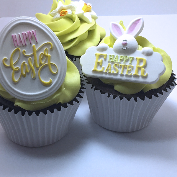 Easter cupcakes happy easter cake toppers, happy easter rabbit sign, easter egg sign 