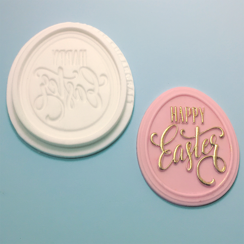 Happy easter cupcake topper, egg shaped cupcake plaque topper silicone mould