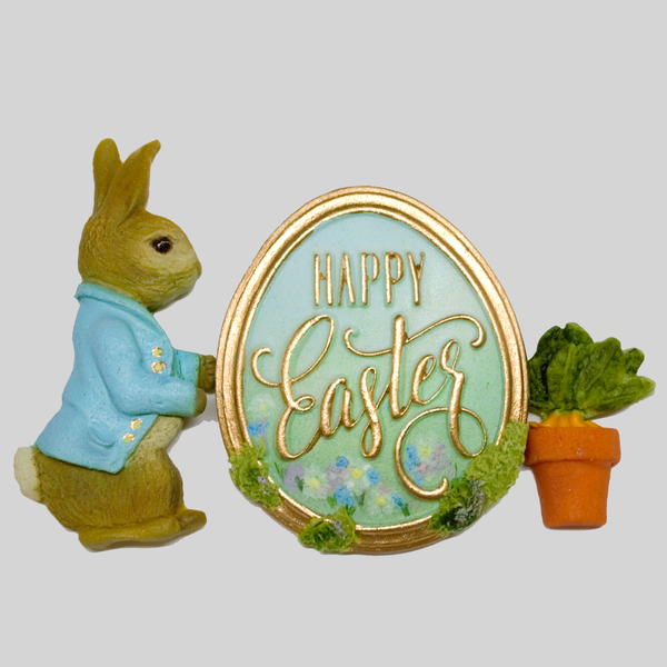 Happy Easter egg shape cupcake topper plaque Silicone Mould