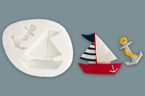 Nautical Yacht & Anchor Silicone Mould - Ellam Sugarcraft Moulds