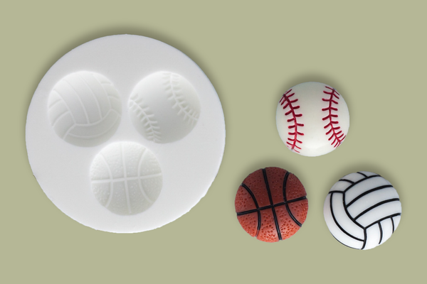  Soccer ball mold- Baseball, Basketball Silicone Mould - Ellam Sugarcraft cupcake cake craft Moulds For Fondant Or Chocolate