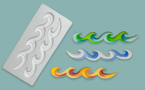 Ocean Waves Silicone Mould - Ellam Sugarcraft cupcake cake craft Moulds 