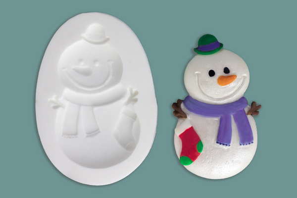 65mm snowman silicone craft mould food safe for craft use, fondant,cupcakes 