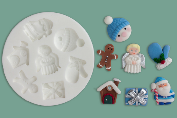 Christmas angel gingerbread mitten santa Silicone cake cupcake craft mold  Mould - Ellam Sugarcraft Moulds 