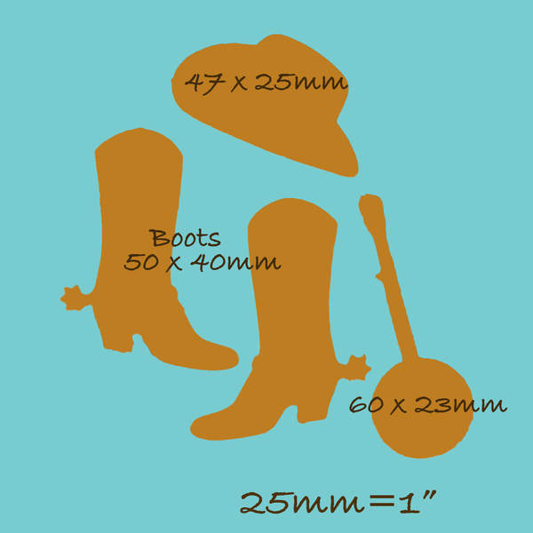Cowboy Hat, Boots & Banjo, country & western, line dancing, bluegrass, Silicone Mould