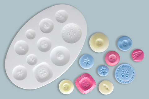  Buttons Silicone Mould - Ellam Sugarcraft cupcake cake craft  Moulds 