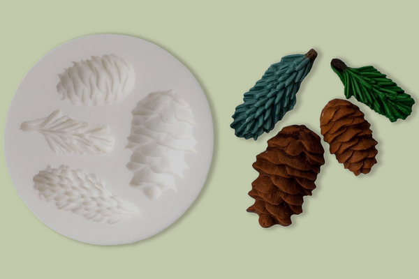 Christmas Fir cones/ Pinecone and Spruce Silicone cupcake cake craft Mould - Ellam Sugarcraft Moulds