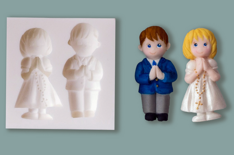 First Holy Communion mould- Praying Child Silicone  Mould - bonbonnier mold- Ellam Sugarcraft Moulds