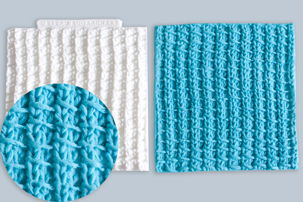 Bamboo Stitch Knit,  Knitted knitting cupcake Texture Embossing Mat Silicone Mould - Ellam Sugarcraft Moulds 