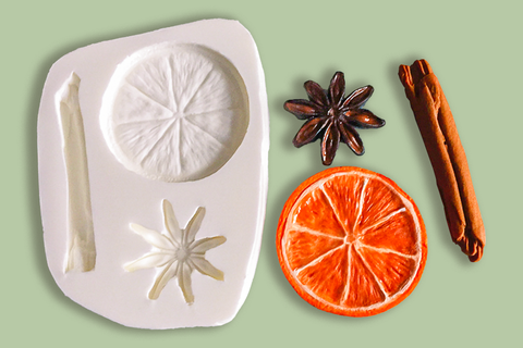 Christmas rustic mulled wine spice cupcake mold, Cinnamon, Orange, Star Anise, Winter Spices Silicone cake cupcake craft Mould - Ellam Sugarcraft Moulds 