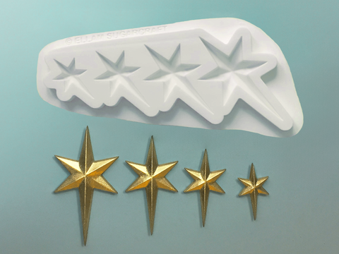 Christmas star mould, 4 cavity stars mold, North star, nativity, star of Bethlehem, food safe silicone fondant cupcake craft mold  