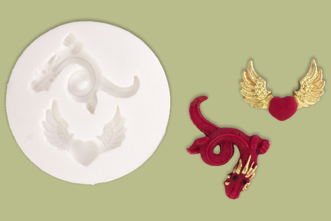 Dragon Silicone Mould - heart mold-Ellam Sugarcraft cupcake cake craft Moulds
