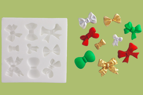 9 cavity small ribbon bow silicone craft mould by Ellam Sugarcraft