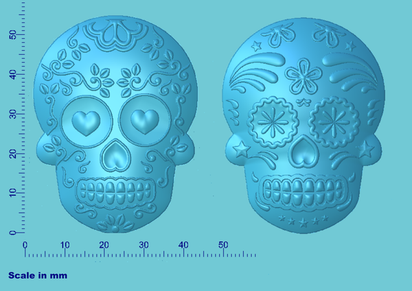 Sugar Skulls food safe silicone craft mould two cavity white mould, for cakes, cupcakes, polymer clay, etc