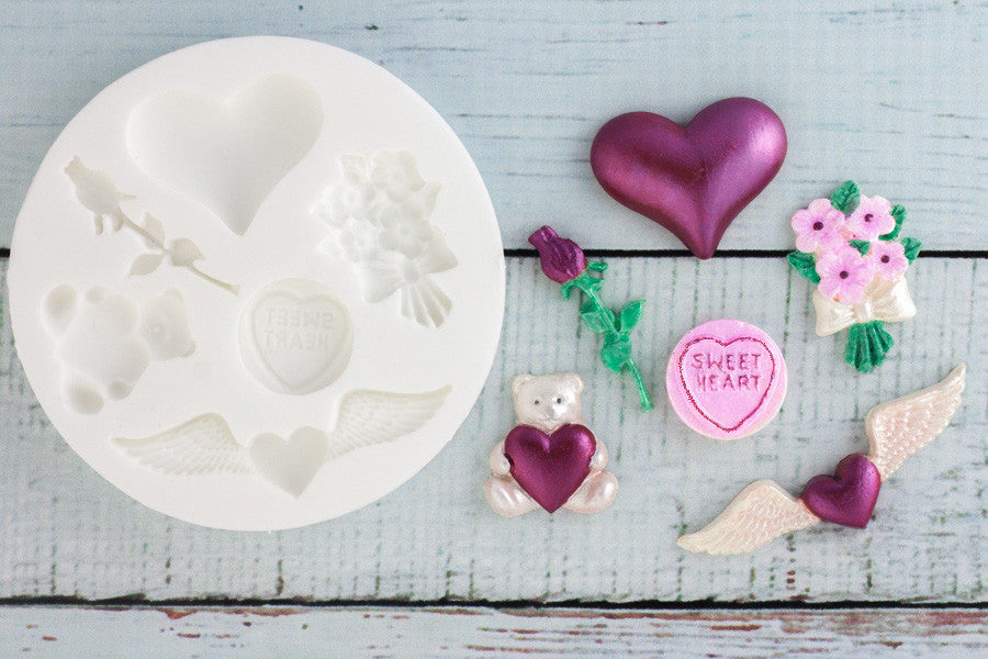 Valentine Love Themed Silicone Mould - Ellam Sugarcraft Moulds For Fondant Or Chocolate