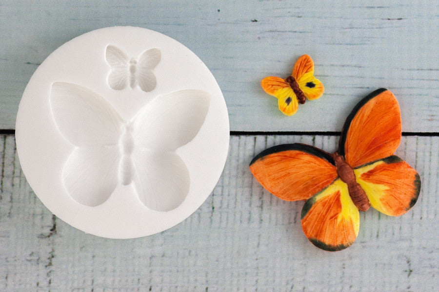 2 Butterflies, Large  Butterfly 50mm, small 15mm Silicone cupcake cake Mould - Ellam Sugarcraft Moulds For Fondant Or Chocolate