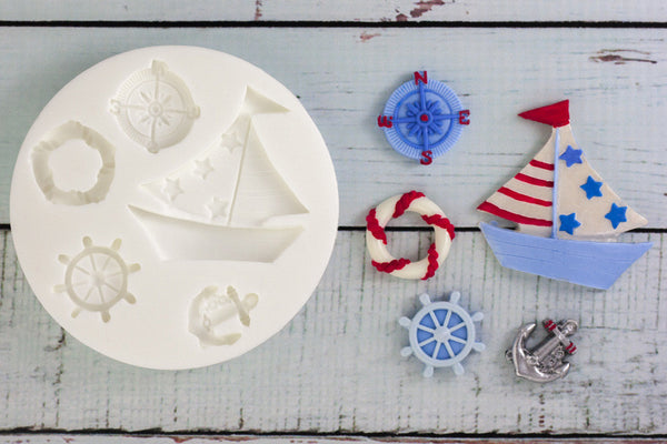 Nautical yacht compass anchor Silicone cupcake craft cake  Mould - Ellam Sugarcraft Moulds For Fondant Or Chocolate