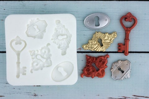 Lock mould-  Key Silicone Mould - Ellam Sugarcraft cupcake cake craft  Moulds For Fondant Or Chocolate