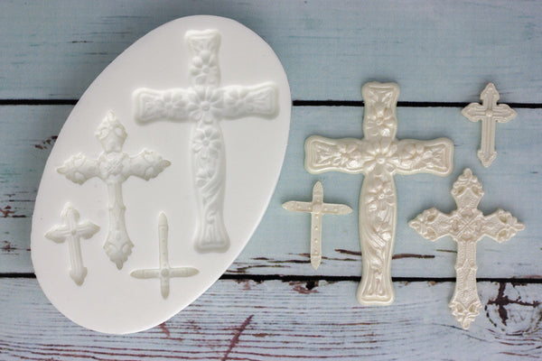 Communion, cross, crosses christening Silicone Mould - Ellam Sugarcraft Moulds For Fondant Or Chocolate