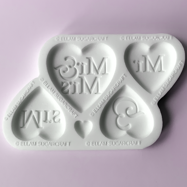 Mr & Mrs Wedding Hearts Food Safe Silicone Mould
