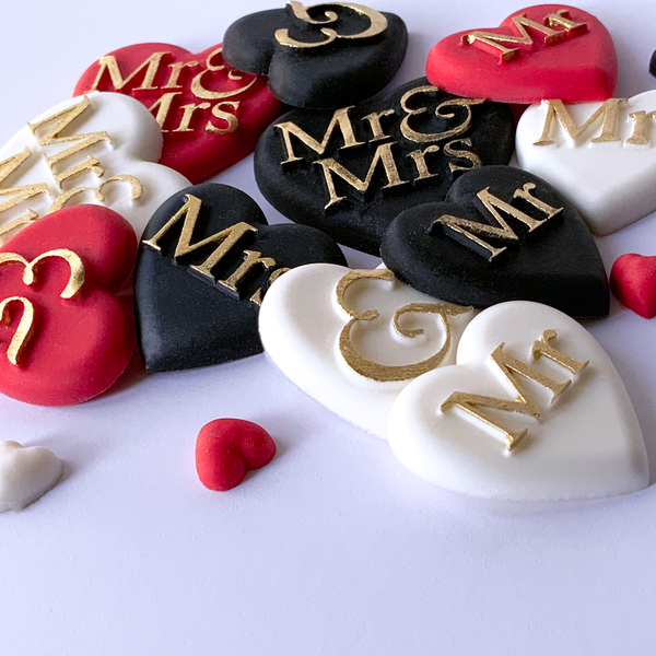 Mr & Mrs Wedding Hearts Food Safe Silicone Mould