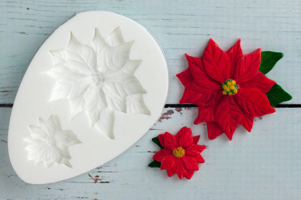 Christmas Poinsettia Flower Silicone craft cake cupcake mold Mould - Ellam Sugarcraft Moulds For Fondant Or Chocolate resin or clay