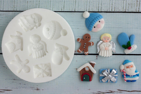 Christmas angel gingerbread mitten santa Silicone cake cupcake craft mold  Mould - Ellam Sugarcraft Moulds For Fondant Or Chocolate resin or clay