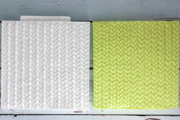 Knit embossing mat - Knitted Texture embossing Mat- Silicone cupcake craft Mould - Ellam Sugarcraft Moulds For Fondant Or Chocolate