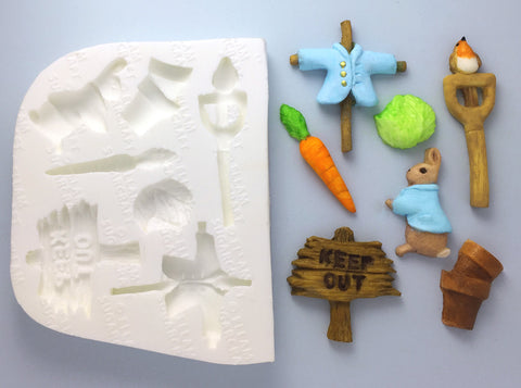 Beatrix Potter Inspired Peter Rabbit Style Garden Silicone cupcake  cake craft Mould - Ellam Sugarcraft Moulds For Fondant Or Chocolate