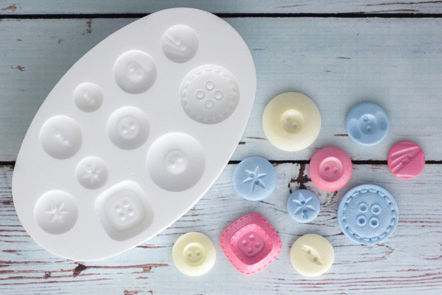 Buttons Silicone Mould - Ellam Sugarcraft cupcake cake craft  Moulds For Fondant Or Chocolate