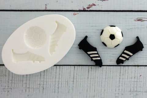 Football Boots & Ball Silicone Mould -soccer boot mold - Ellam Sugarcraft Moulds For Fondant Or Chocolate