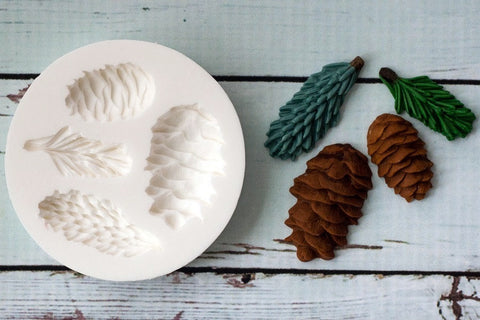 Christmas Fir cones/ Pinecone and Spruce Silicone cupcake cake craft Mould - Ellam Sugarcraft Moulds For Fondant Or Chocolate
