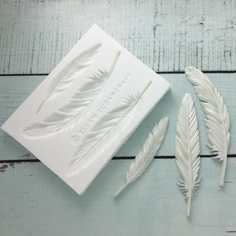 3 feather silicone cake craft mould 6cm, 7.5cm, 8cm, 
