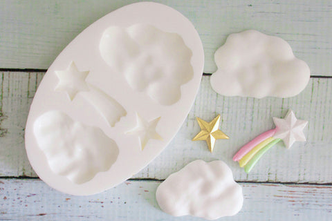 Clouds & Stars Silicone cupcake cake craft Mould - Ellam Sugarcraft Moulds For Fondant Or Chocolate