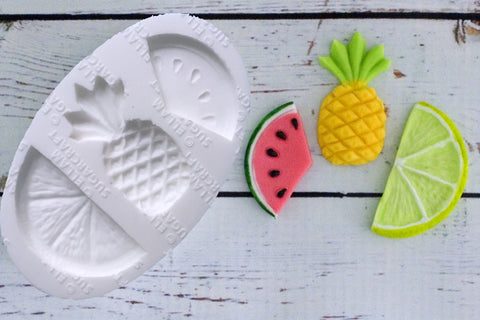 Tropical fruit, Pineapple, Lemon slice, Watermelon Silicone Mould - Ellam Sugarcraft Moulds For Fondant Or Chocolate