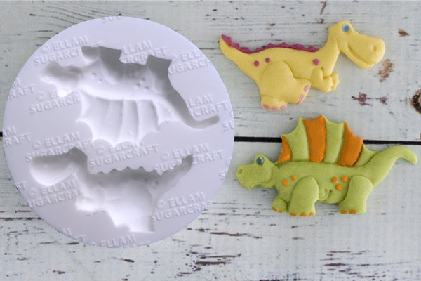 Whimsical dinosaurs, dinosaur Silicone cupcake cake craft Mould - Ellam Sugarcraft Moulds For Fondant Or Chocolate
