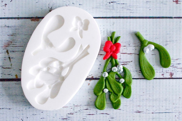 Mistletoe Mould - Christmas mistletoe -  Ellam Sugarcraftcupcake cake craft  Moulds For Fondant Or Chocolate