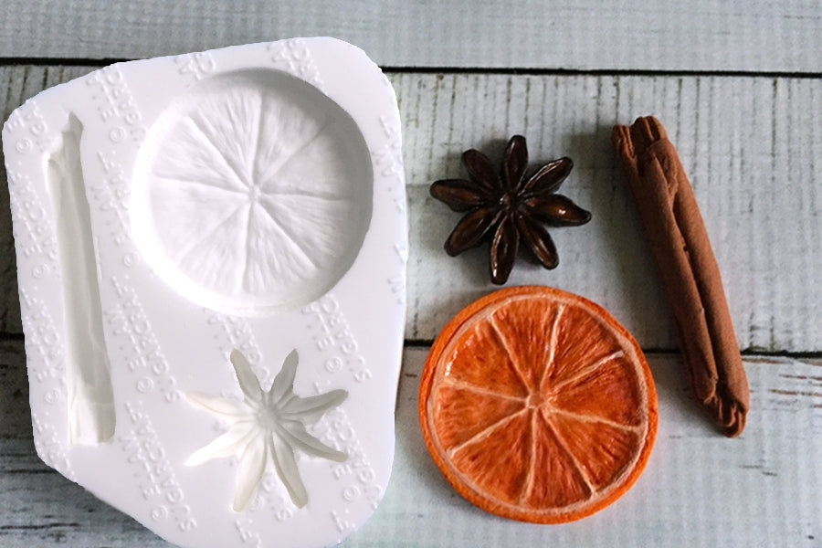Christmas rustic mulled wine spice cupcake mold, Cinnamon, Orange, Star Anise, Winter Spices Silicone cake cupcake craft Mould - Ellam Sugarcraft Moulds For Fondant Or Chocolate