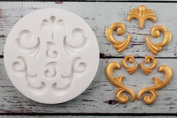 scroll Mould - scrolls mold- baroque mould- curls mould-Ellam Sugarcraft cupcake cake craft  Moulds For Fondant Or Chocolate